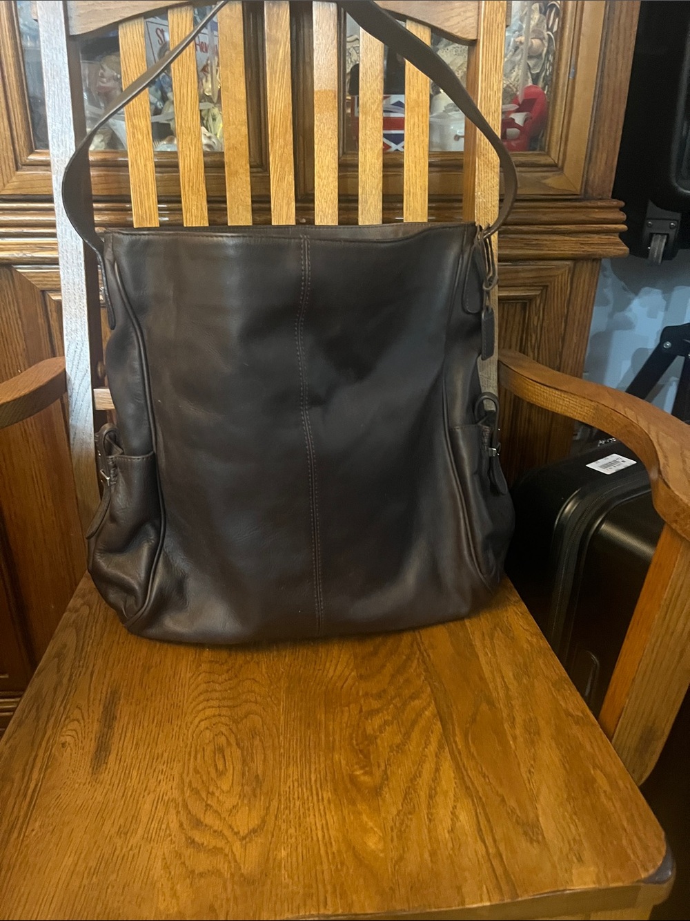 Ecco Men's Chocolate Brown Leather Messenger Bag